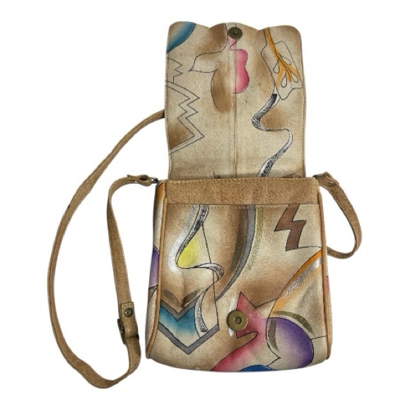 SamSam Genuine Leather Colorful Abstract Hand Painted Design Women's Bag - Picture 4 of 7